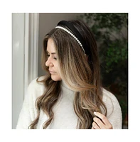 Classic Double Headband Set - Black and Pearl