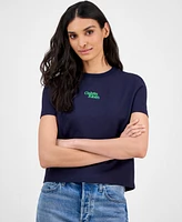 Calvin Klein Jeans Women's Flocked Logo Slim T-Shirt