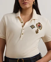 Lauren Ralph Plus Embellished Patch Polo Shirt