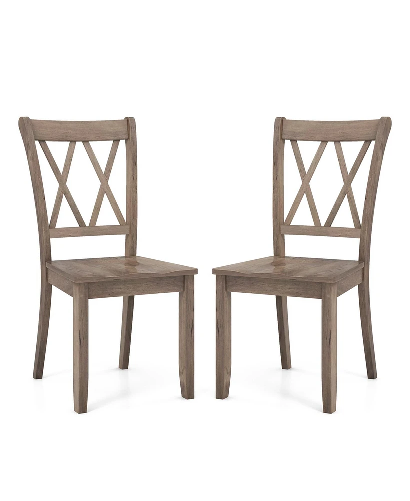 Gouun Set of 2 Wooden Dining Chairs Mid Century Farmhouse Retro Kitchen Chairs