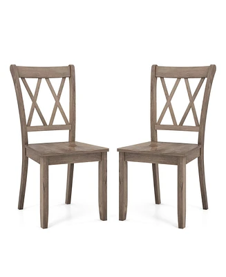 Gouun Set of 2 Wooden Dining Chairs Mid Century Farmhouse Retro Kitchen Chairs