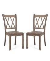 Gouun Set of 2 Wooden Dining Chairs Mid Century Farmhouse Retro Kitchen Chairs