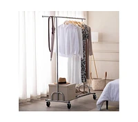 Slickblue Heavy Duty Clothing Garment Rack with Lockable Wheels Sturdy and Secure Storage