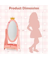Gouun Kids Full Length Mirror with 360 Degree Rotatable Design and Shelf