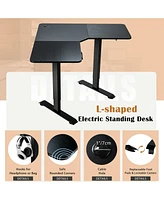 Gouun L-shaped Electric Standing Desk with 4 Memory Positions and Lcd Display