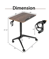 Gouun Pneumatic Standing Desk with Anti-fall Baffle and Cup Holder