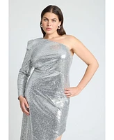 Eloquii Plus Strong Shoulder Sequin Dress With Slit