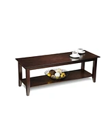 Slickblue Wood Grain Coffee Table with Bottom Shelf for Living Room Storage and Display