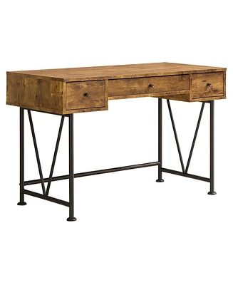 Slickblue Farmhouse Rustic Home Office 3 Drawer Writing Desk