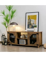 Gouun Tv Stand for TVs up to 65-Inch with 2 Metal Mesh Doors and Ad