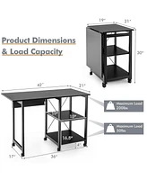 Gouun Folding Writing Office Desk with Storage Shelves