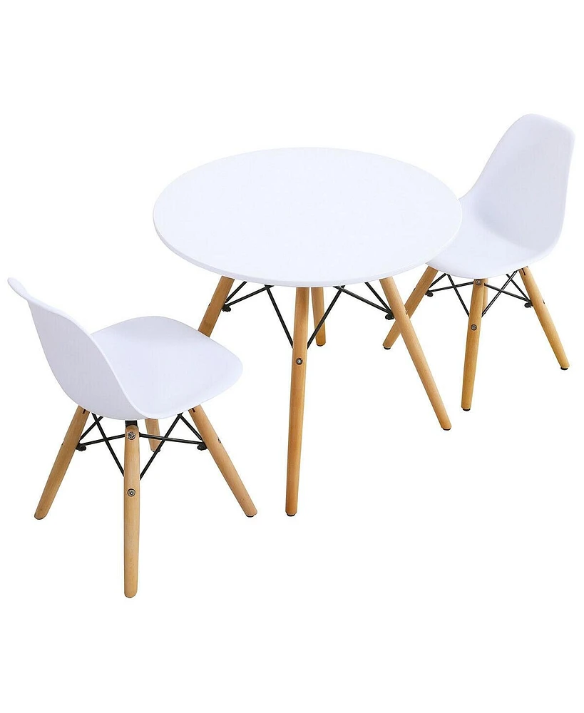 Gouun Kid's Modern Dining Table Set with 2 Armless Chairs