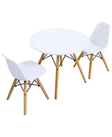 Gouun Kid's Modern Dining Table Set with 2 Armless Chairs