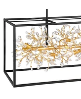 Possini Euro Design Carrine 38 1/2" Modern Semi Flush-Mount Ceiling Light Fixture Kitchen Foyer Hallway Linear Unique 8-Light Satin Black Gold Finish