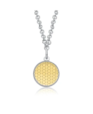 Rachel Glauber Eternal Harmony Two-Tone Circle Pendant Necklace