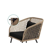 Slickblue 3 Piece Outdoor Weave Wicker Bistro With Tempered Glass Side Table Set