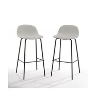 Slickblue Set of 2 Modern Low Back Bar Stools with Metal Frame and Linen Seat