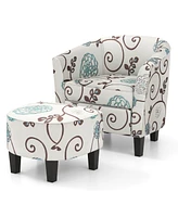 Gouun Modern Accent Tub Chair and Ottoman Set with Fabric Upholstered