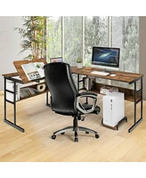 Gouun L-Shaped Computer Desk with Tiltable Tabletop