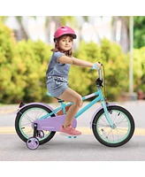 Costway 16" Kids Bike with Adjustable Saddle Handlebar Removable Training Wheels Handbrake