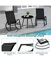 Gouun 2 Pieces Patio Rocking Chairs Outdoor Sling Fabric Rockers with Ergonomic Backrest and Seat