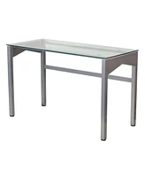 Slickblue Rectangular Writing Table Office Desk with Tempered Glass Surface