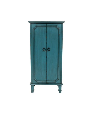 Slickblue Vintage Hand Painted Jewelry Armoire with Antique Drawer Pulls