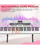 Sugift White 61 Keys Keyboard Piano, Electric Digital Piano Set with Stand, Bench, Headphones, Built-in Speakers