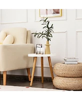 Gouun Round Side Sofa Table with Wooden Tray