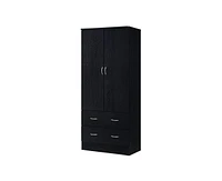 Slickblue Black 2-Door Wardrobe Armoire for Stylish and Functional Bedroom Storage