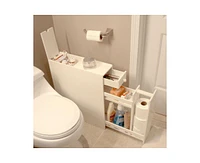 Slickblue Space-Saving Bathroom Floor Cabinet in Wood Finish with Ample Storage Space