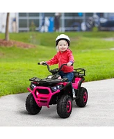 Qaba 12V Kids Atv, 4 Wheeler with Spring Suspension, Storage,