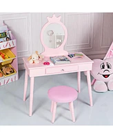 Gouun Kids Vanity Makeup Table and Chair Set Make Up Stool