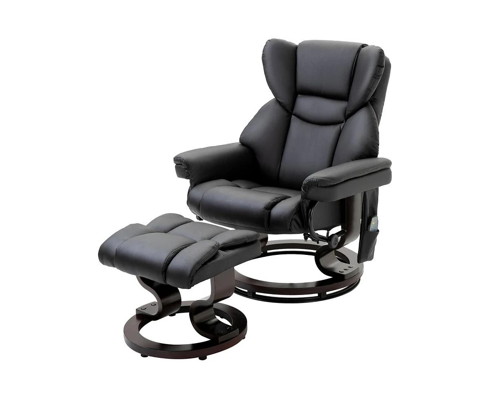 Slickblue Adjustable Faux Leather Remote Massage Recliner Chair with Ottoman Relaxation and Comfort