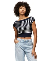 Tommy Jeans Women's Off-The-Shoulder Striped Cotton Sweater