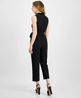 Bar Iii Women's Shawl-Collar Belted Straight-Leg Jumpsuit, Exclusively at Macy's