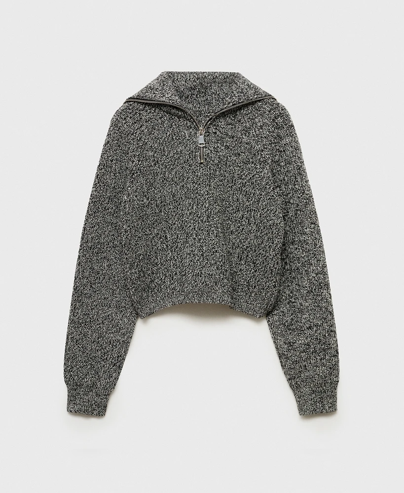 Mango Women's Zip Flecked Sweater