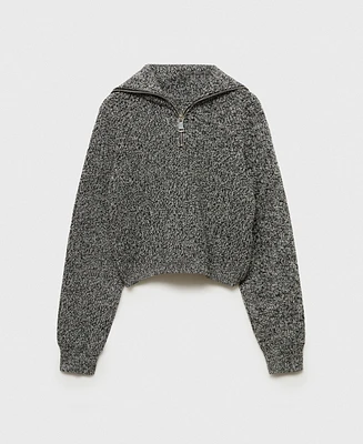 Mango Women's Zip Flecked Sweater