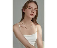 Joey Baby 18K Silver Plated Freshwater Pearls -Jackie Necklace & Jackie Earrings Set For Women