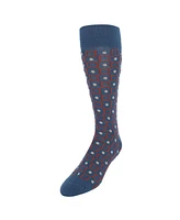 Trafalgar Men's Aurelien Square and Circle Patterned Mercerized Cotton Mid-Calf Socks