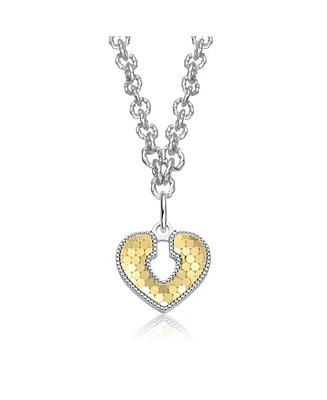 Two-Tone Textured Open Padlock Pendant Necklace