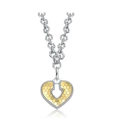 Rachel Glauber Two-Tone Textured Open Padlock Pendant Necklace