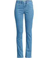 Lands' End Petite Recover Mid Rise Straight Leg Blue Jeans