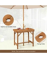 Gouun Outdoor Fir Wood Dining Table with 1.5 Inch Umbrella Hole