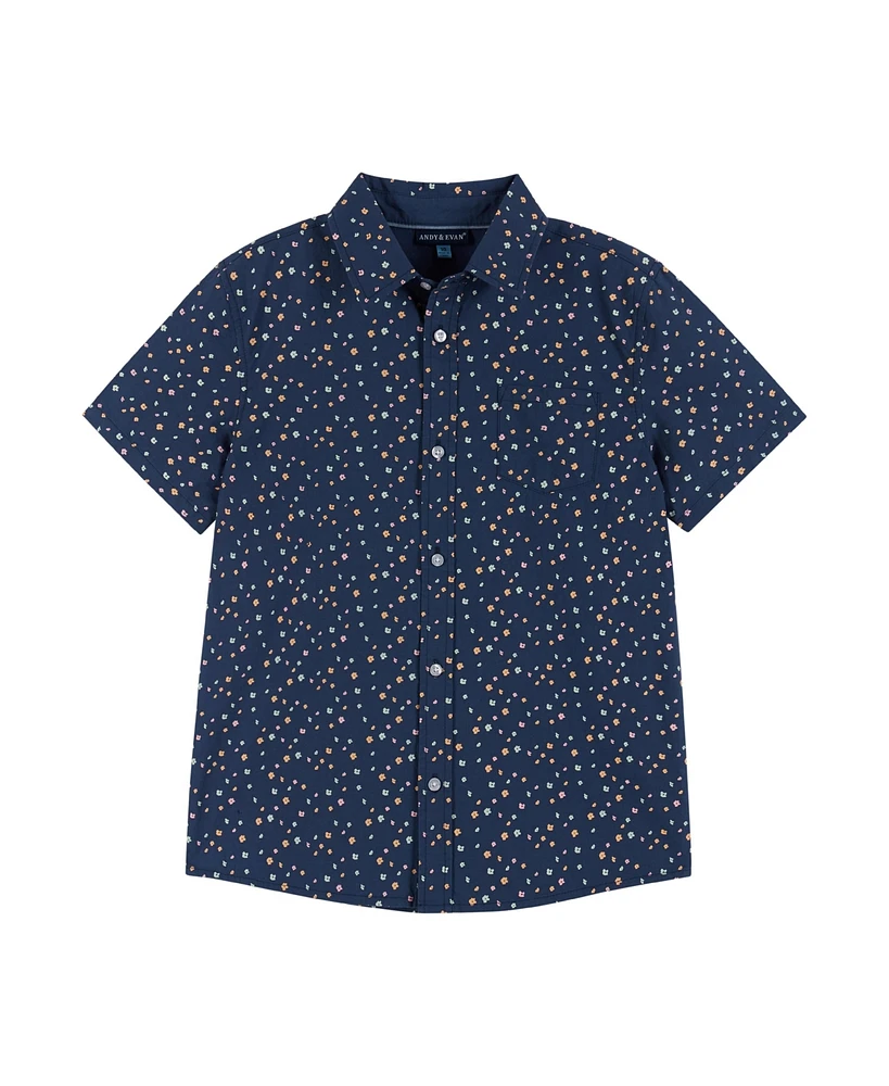 Andy & Evan Big Boys Toddler/Child Navy Floral Print Buttondown Shirt