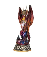 Fc Design "2-pc Gift Set" 9"H Led Red Dragon Sitting on Tree Figurine Statue Ornament Home Room Office Decor and Perfect Gift Ideas for Housewarming,