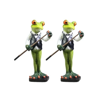 Fc Design "2-pc Gift Set" 6.75"H Frog Pool Player Figurine Statue Ornament Home Room Office Decor and Perfect Gift Ideas for Housewarming, Holidays an