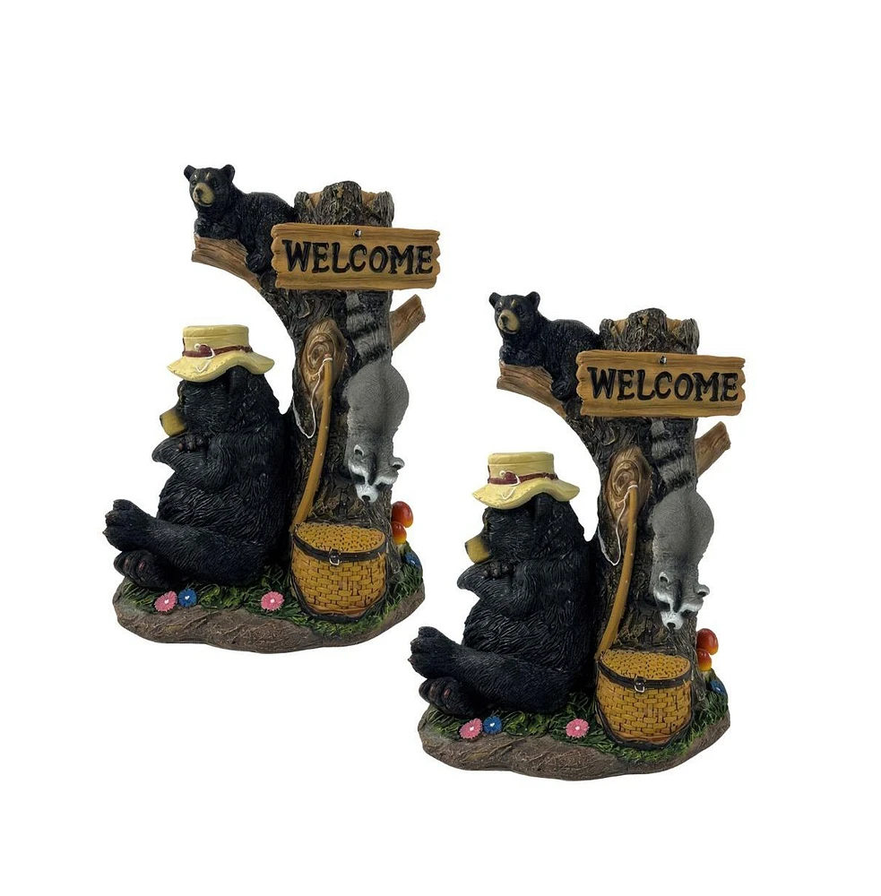 Fc Design "2-pc Gift Set" 8"H Bear with Racoon Stealing Food Figurine Statue Ornament Home Room Office Decor and Perfect Gift Ideas for Housewarming,