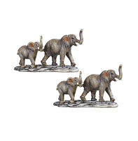 Fc Design "2-pc Gift Set" 9.75"W Elephant Mother and Baby with Trunk Up Figurine Statue Ornament Home Room Office Decor and Perfect Gift Ideas for Hou