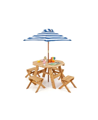 Gouun Kids Wooden Table Set for Children Aged 3+ Years